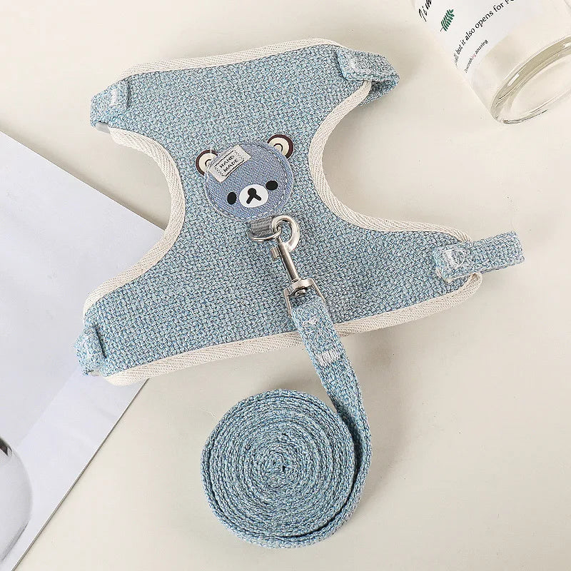 Cartoon Print Cat Rabbit Harness and Leash Set Bunny Rabbits Pet Accessories Bunnies Vest Clothes lapin accessoires pour animaux
