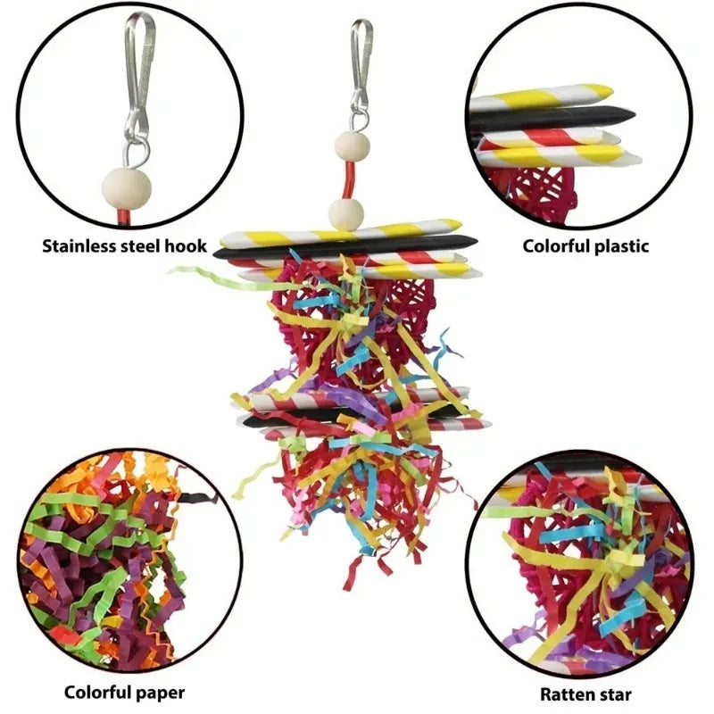 4PC Bird Toys Parrot Accessories Chewing Toys צעצועים Cage Hanging Christmas Articles Pour Animaux De Compagnie Vogel Speelgoed