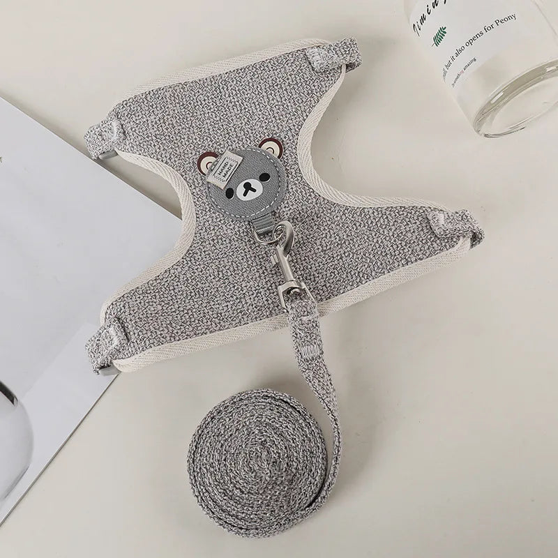 Cartoon Print Cat Rabbit Harness and Leash Set Bunny Rabbits Pet Accessories Bunnies Vest Clothes lapin accessoires pour animaux