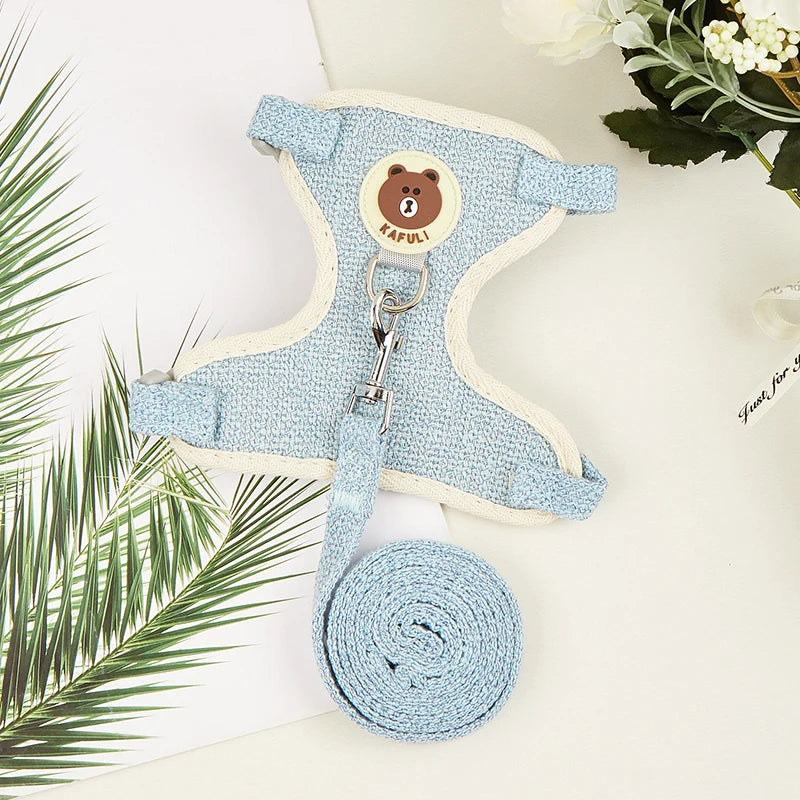 Cartoon Print Cat Rabbit Harness and Leash Set Bunny Rabbits Pet Accessories Bunnies Vest Clothes lapin accessoires pour animaux