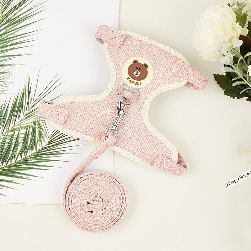 Cartoon Print Cat Rabbit Harness and Leash Set Bunny Rabbits Pet Accessories Bunnies Vest Clothes lapin accessoires pour animaux