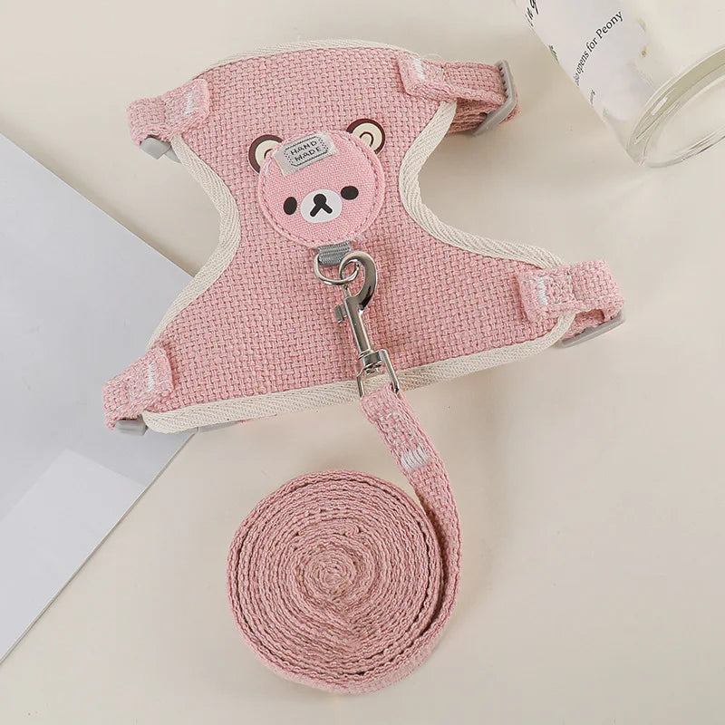 Cartoon Print Cat Rabbit Harness and Leash Set Bunny Rabbits Pet Accessories Bunnies Vest Clothes lapin accessoires pour animaux
